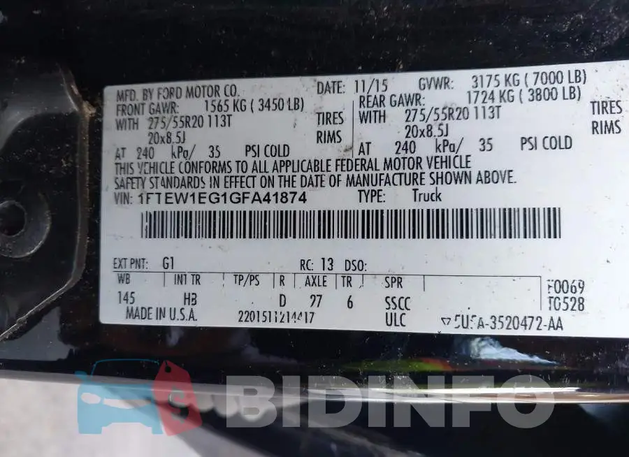 1FTEW1EG1GFA41874 Photo# 9