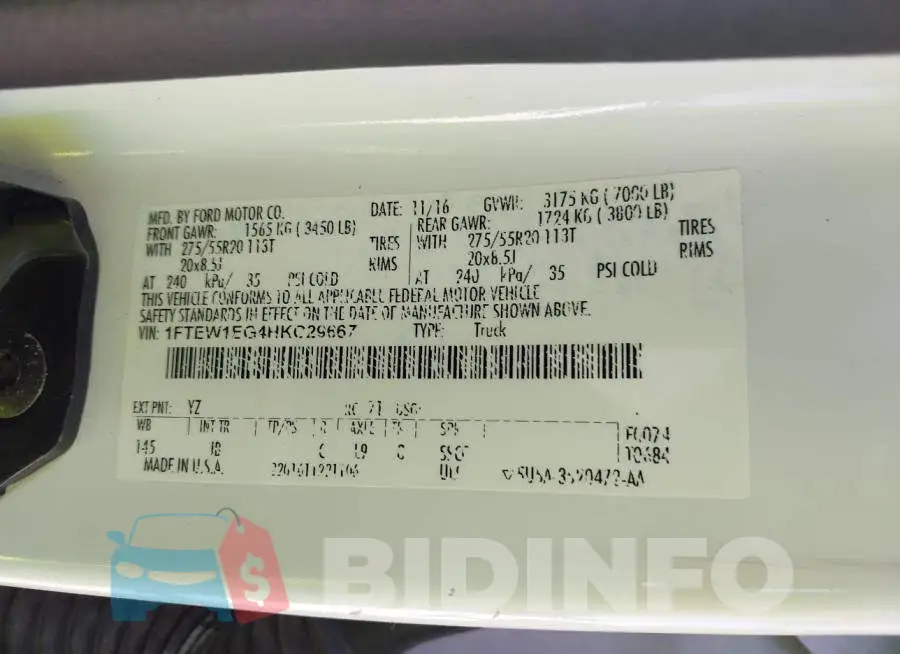 1FTEW1EG4HKC29667 Photo# 9