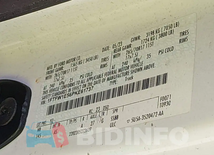 1FTFW1E56PKE61737 Photo# 9