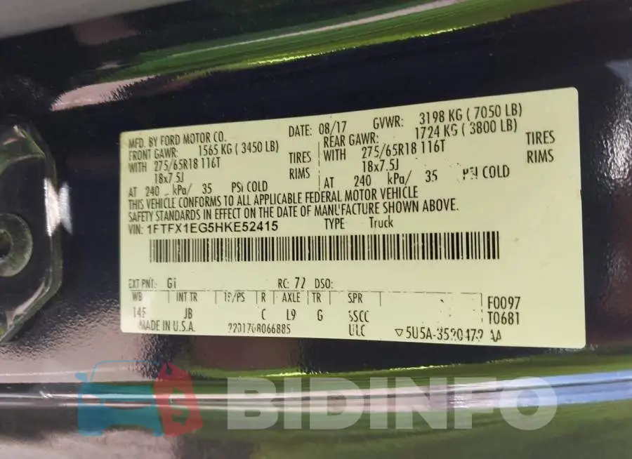 1FTFX1EG5HKE52415 Photo# 9