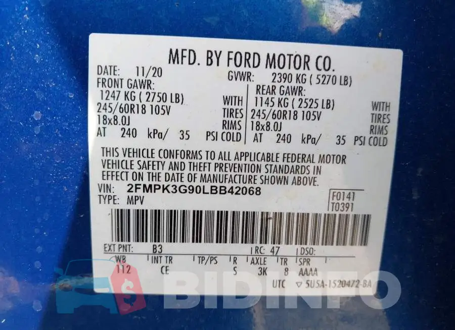 2FMPK3G90LBB42068 Photo# 9
