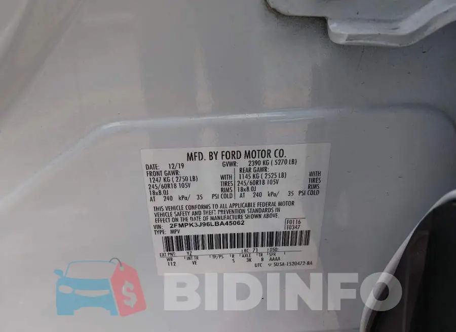 2FMPK3J96LBA45062 Photo# 9