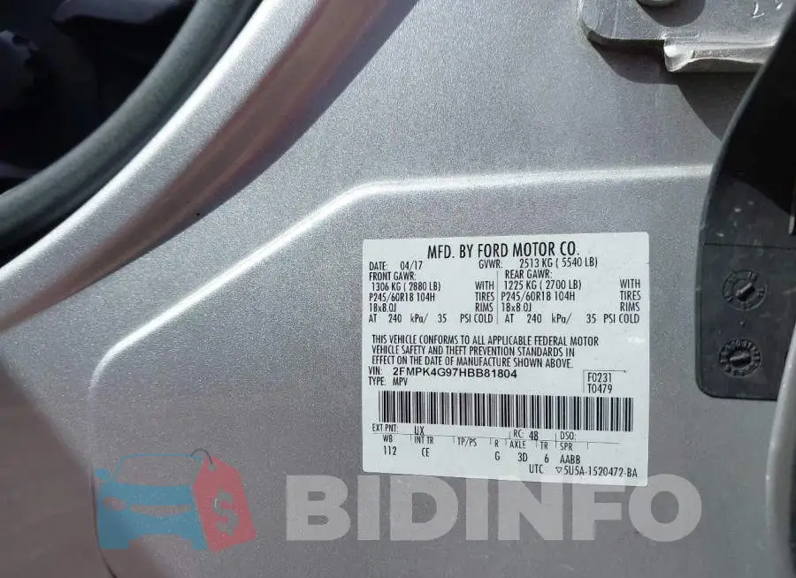 2FMPK4G97HBB81804 Photo# 9