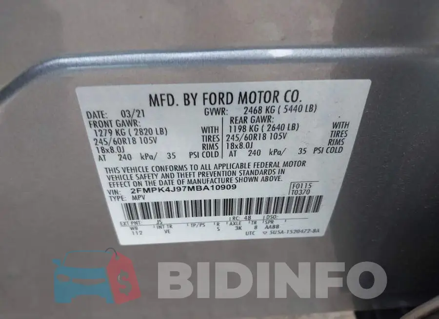 2FMPK4J97MBA10909 Photo# 9