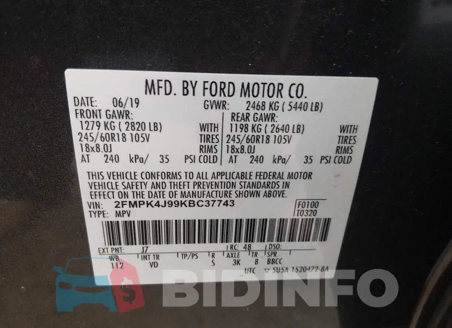 2FMPK4J99KBC37743 Photo# 9