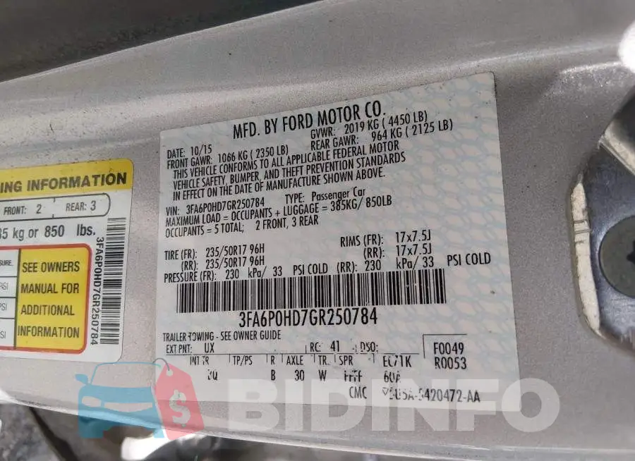 3FA6P0HD7GR250784 Photo# 9