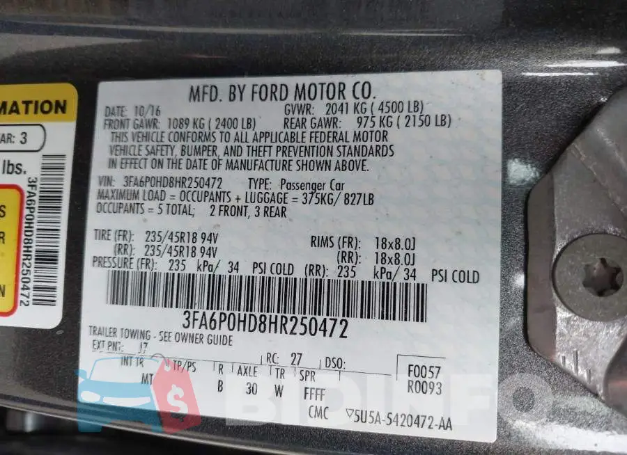 3FA6P0HD8HR250472 Photo# 9