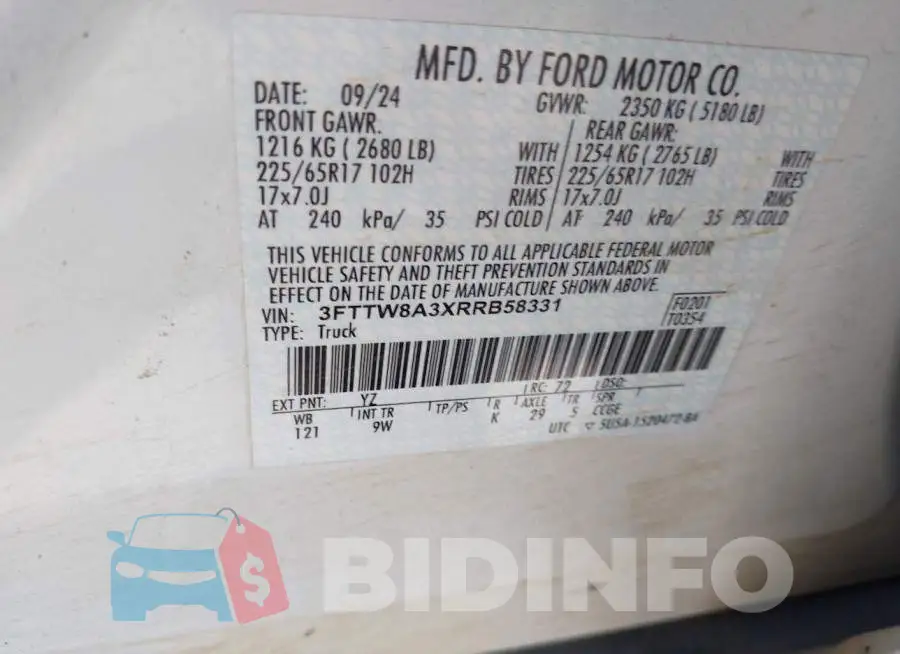 3FTTW8A3XRRB58331 Photo# 9