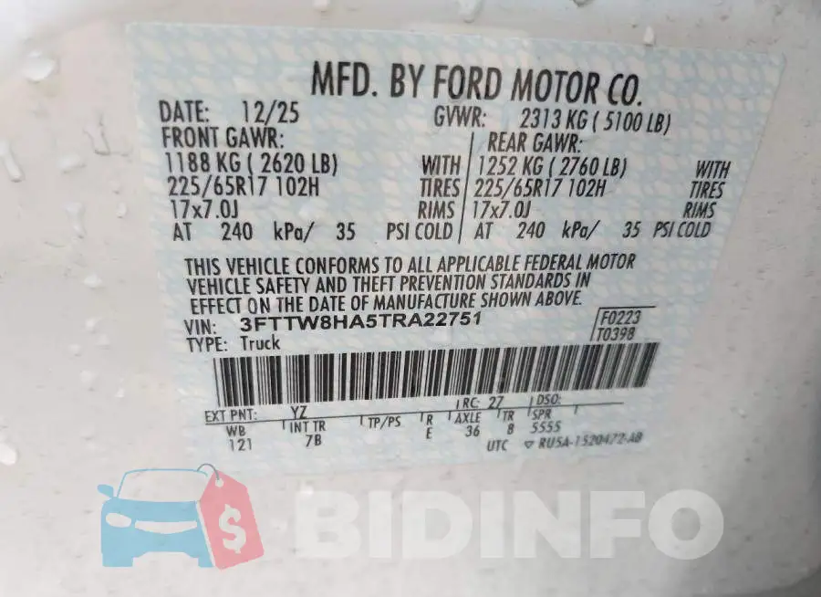 3FTTW8HA5TRA22751 Photo# 9