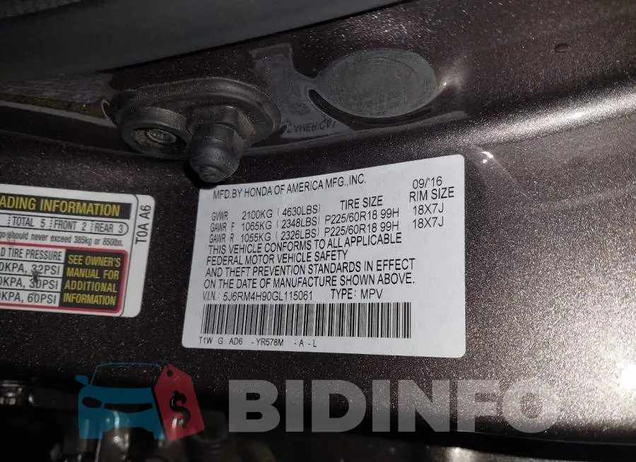 5J6RM4H90GL115061 Photo# 9
