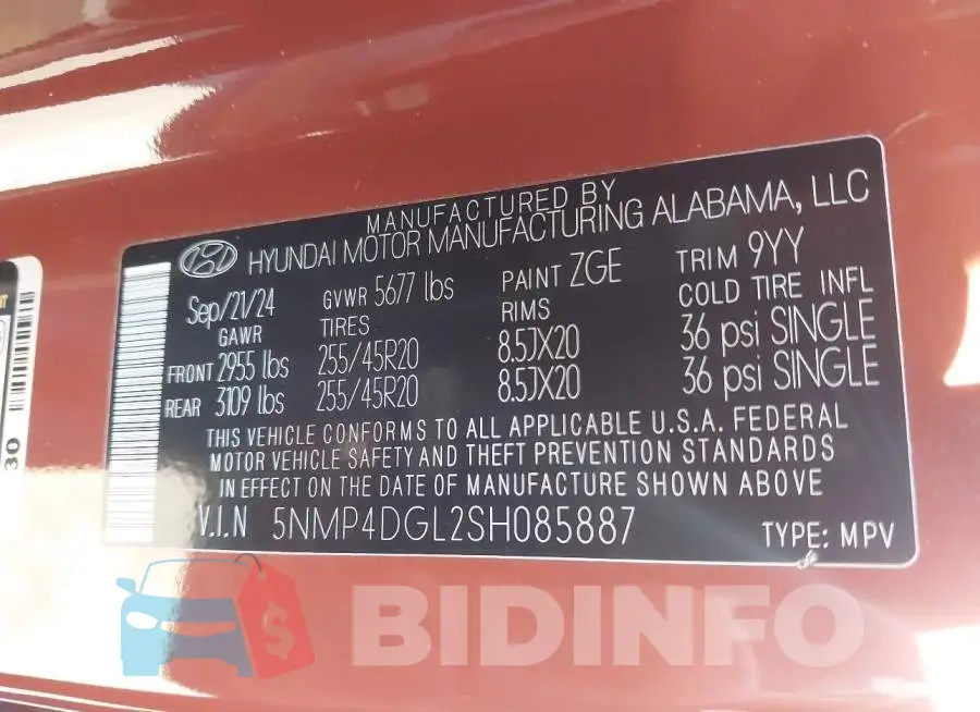 5NMP4DGL2SH085887 Photo# 9