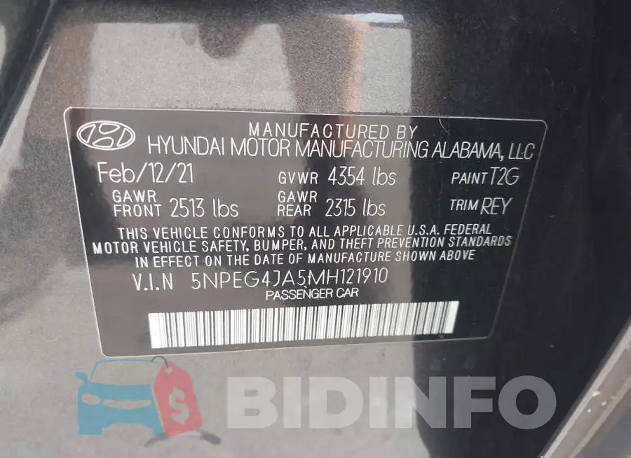 5NPEG4JA5MH121910 Photo# 9