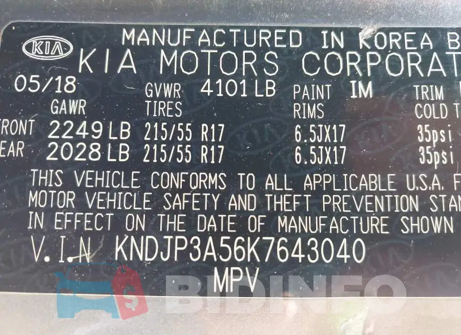 KNDJP3A56K7643040 Photo# 9