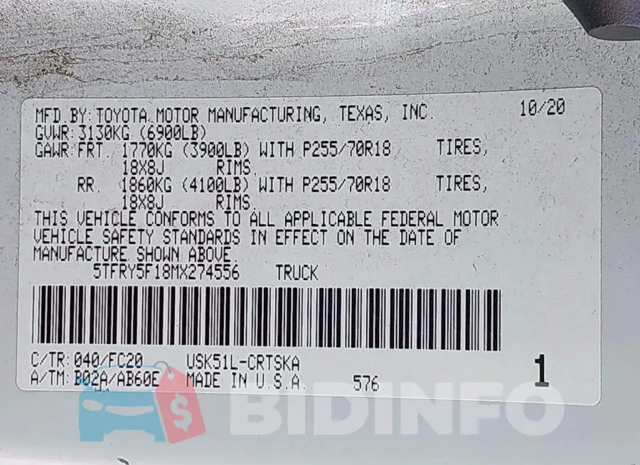 5TFRY5F18MX274556 Photo# 9