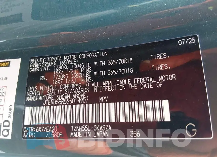 JTEVB5BR5S5014907 Photo# 9