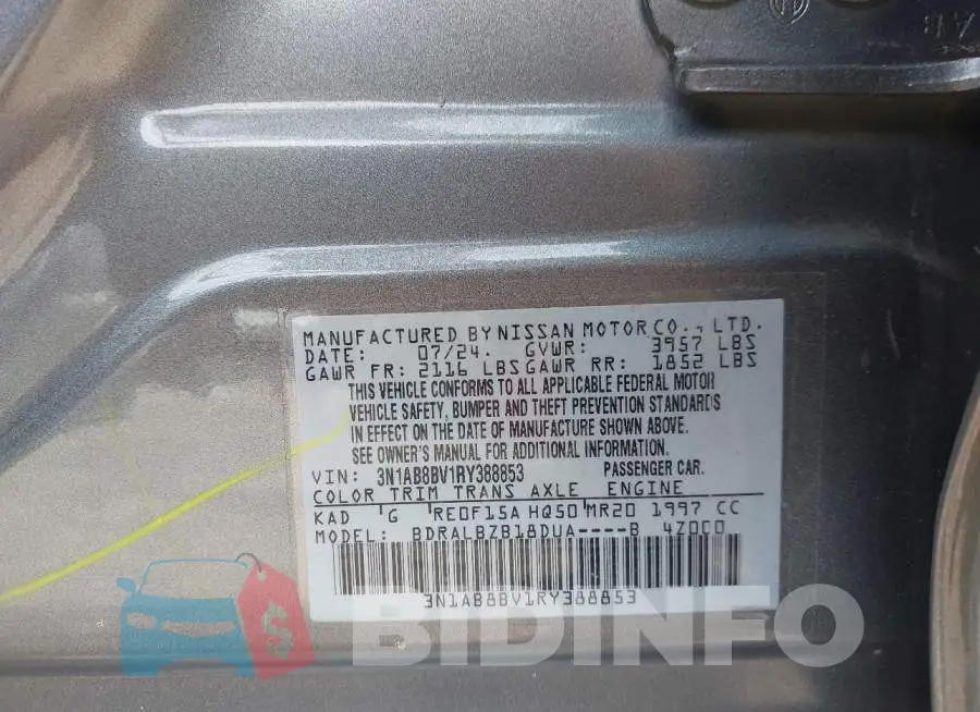 3N1AB8BV1RY388853 Photo# 9
