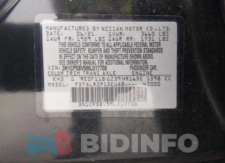 3N1CP5BV5ML517708 Photo# 9