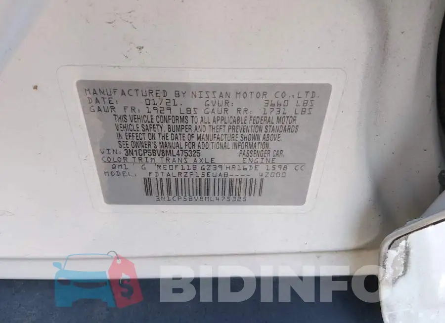 3N1CP5BV8ML475325 Photo# 9