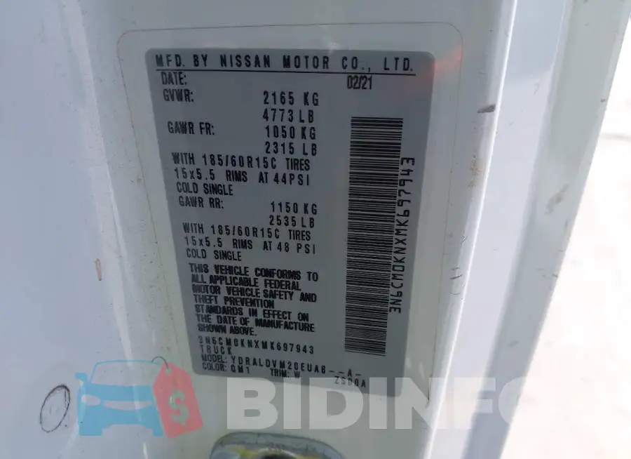 3N6CM0KNXMK697943 Photo# 9