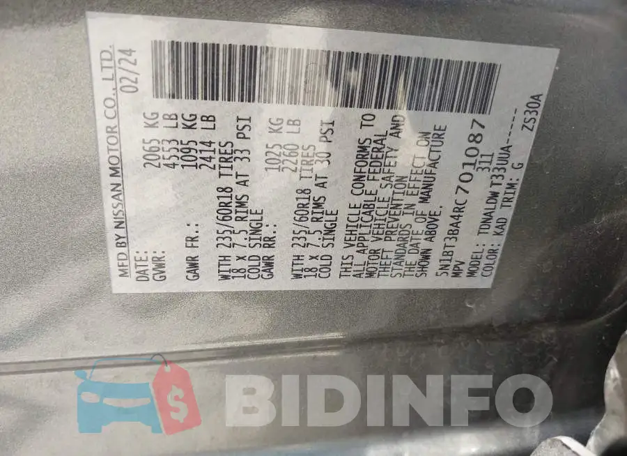 5N1BT3BA4RC701087 Photo# 9