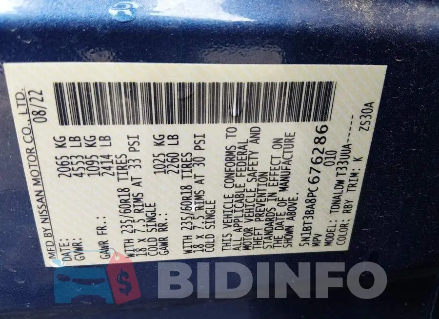 5N1BT3BA8PC676286 Photo# 9
