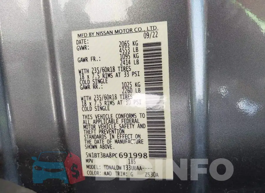 5N1BT3BA8PC691998 Photo# 9