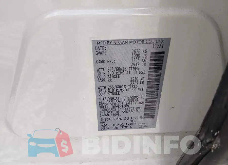 5N1DR3BD5NC231518 Photo# 9