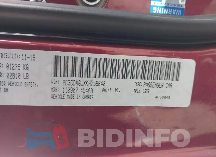 2C3CDXGJXKH756642 Photo# 9