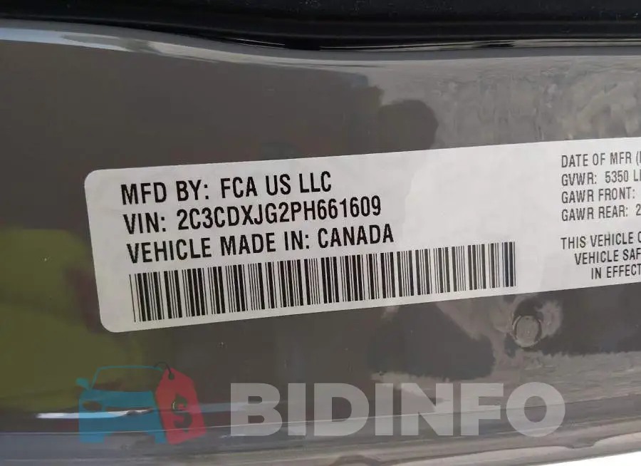 2C3CDXJG2PH661609 Photo# 9