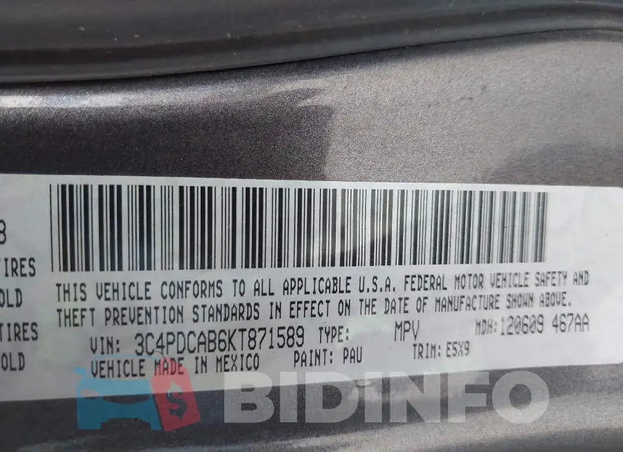 3C4PDCAB6KT871589 Photo# 9