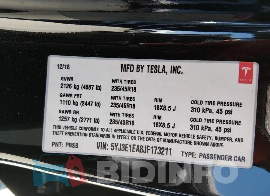 5YJ3E1EA8JF173211 Photo# 9