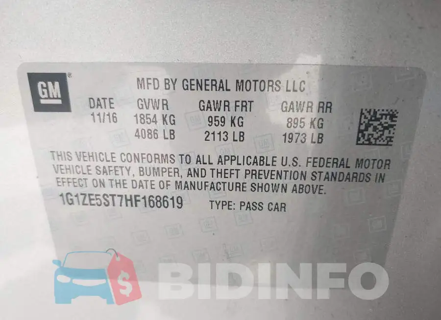 1G1ZE5ST7HF168619 Photo# 9