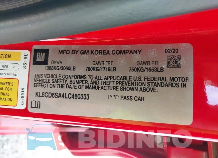 KL8CD6SA4LC460333 Photo# 9