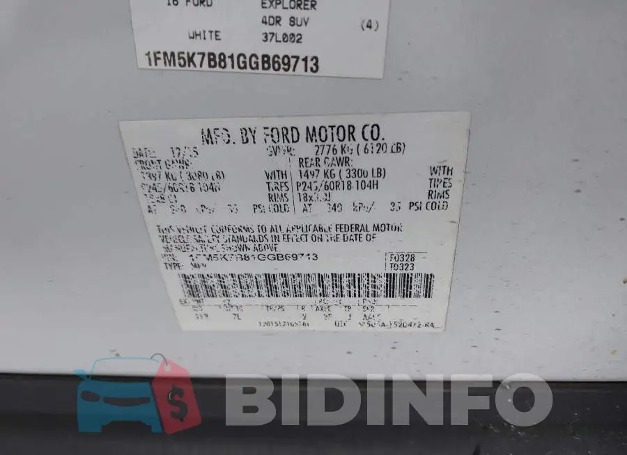 1FM5K7B81GGB69713 Photo# 9
