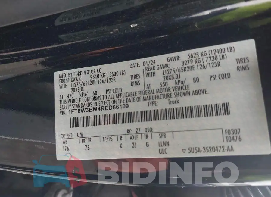 1FT8W3BM4RED66109 Photo# 8