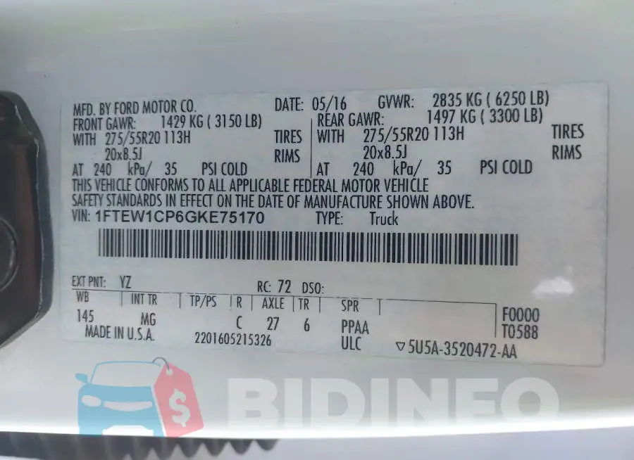 1FTEW1CP6GKE75170 Photo# 9