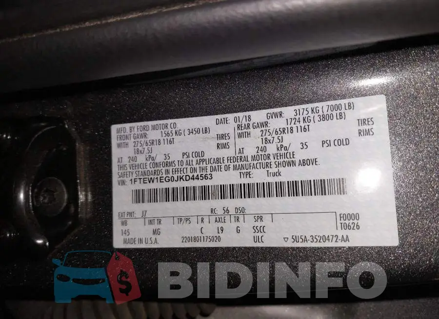 1FTEW1EG0JKD44563 Photo# 9