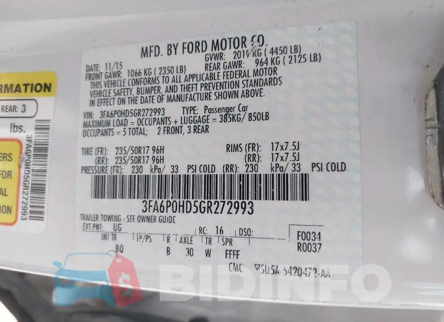 3FA6P0HD5GR272993 Photo# 9