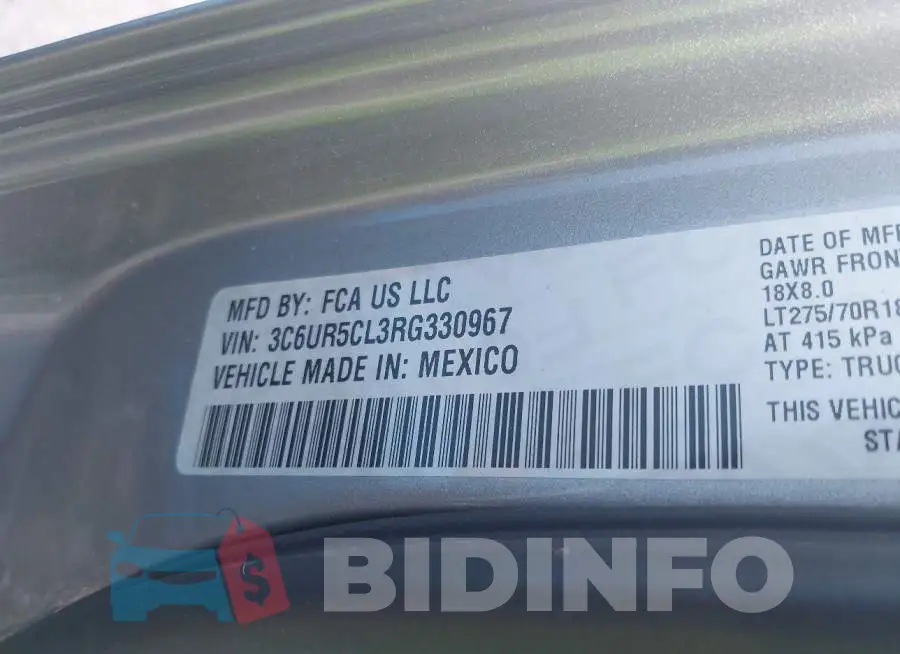 3C6UR5CL3RG330967 Photo# 9