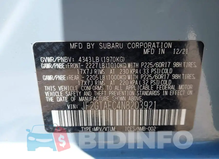 JF2GTAEC4N8203921 Photo# 9