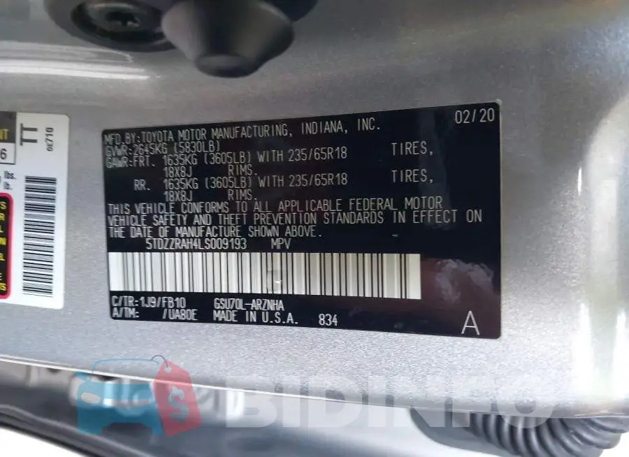 5TDZZRAH4LS009193 Photo# 9