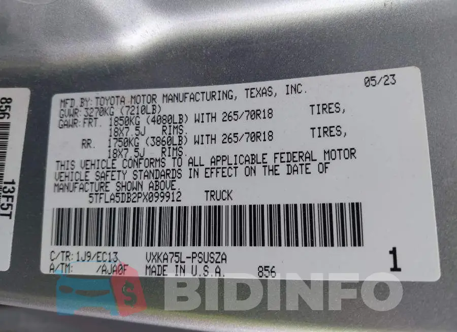 5TFLA5DB2PX099912 Photo# 9
