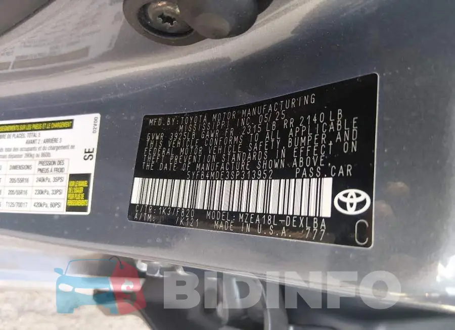 5YFB4MDE3SP313952 Photo# 9