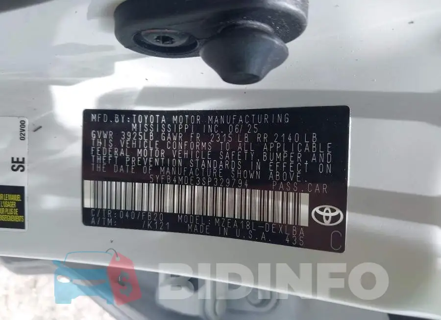 5YFB4MDE3SP329794 Photo# 9