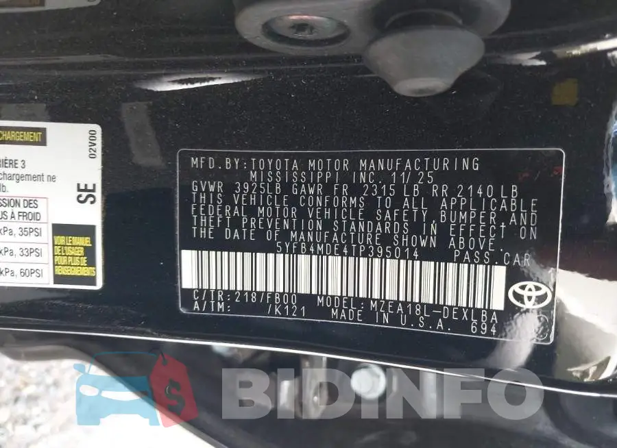 5YFB4MDE4TP395014 Photo# 9