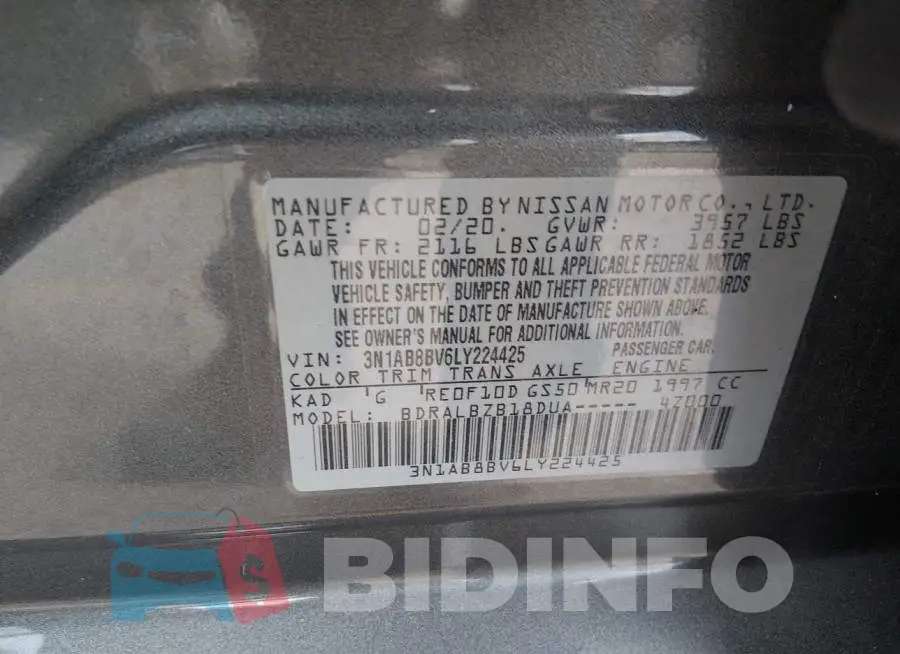 3N1AB8BV6LY224425 Photo# 9