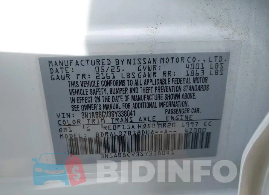 3N1AB8CV3SY338041 Photo# 9