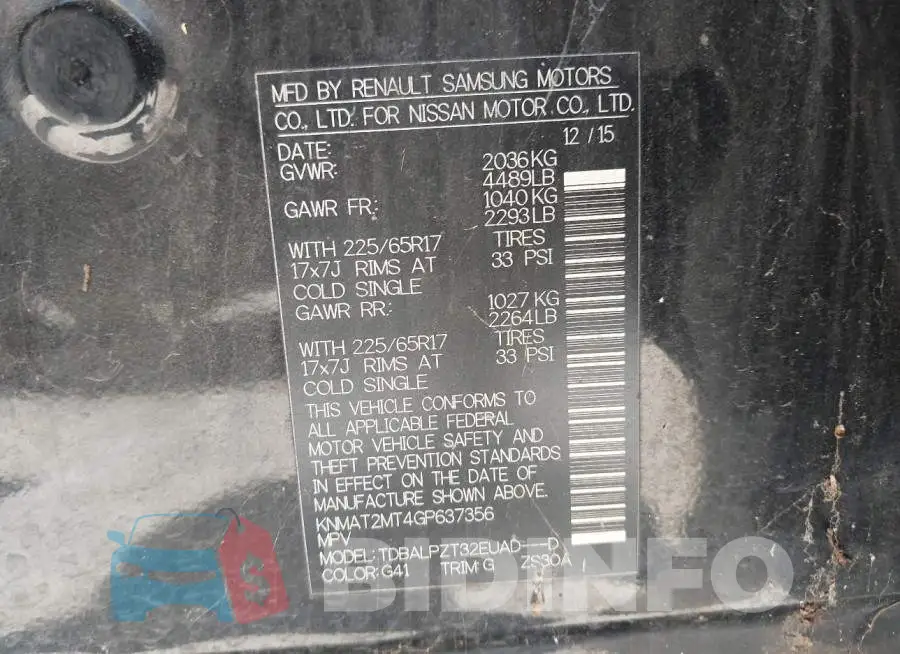 KNMAT2MT4GP637356 Photo# 9