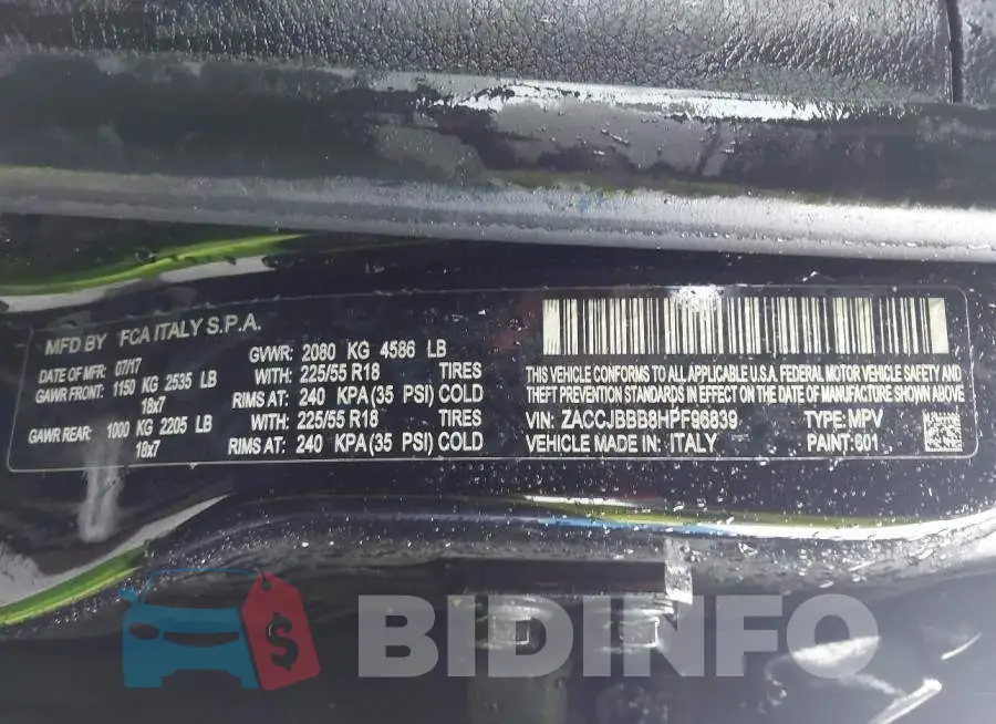 ZACCJBBB8HPF96839 Photo# 9