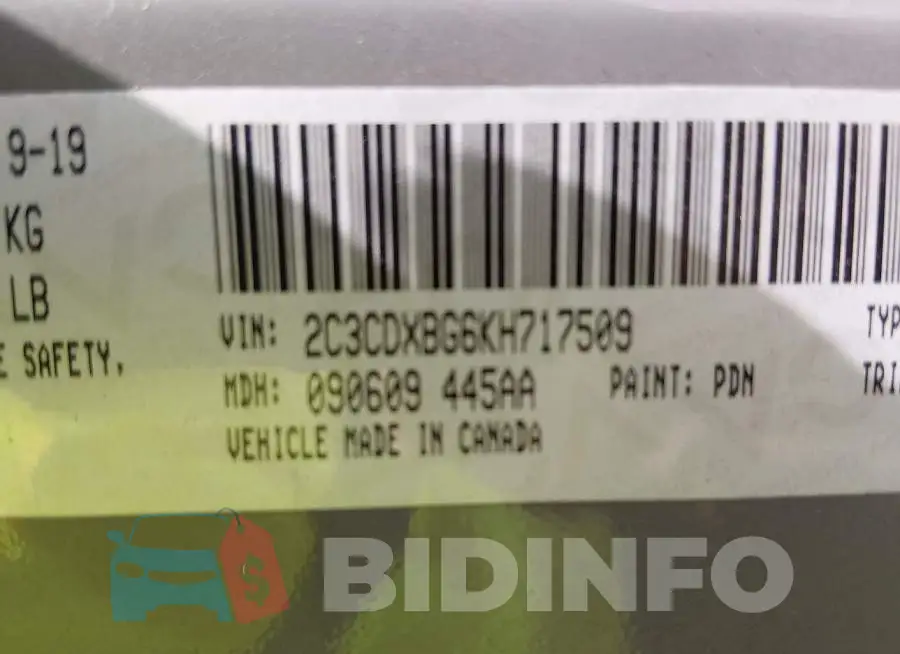 2C3CDXBG6KH717509 Photo# 9